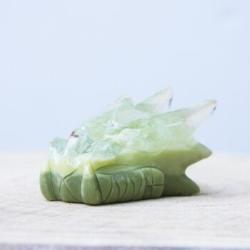 Krachtige Orgonite drakenschedel met Groene fluoriet, Seleniet en Bergkristal PD0045 - Afbeelding 6