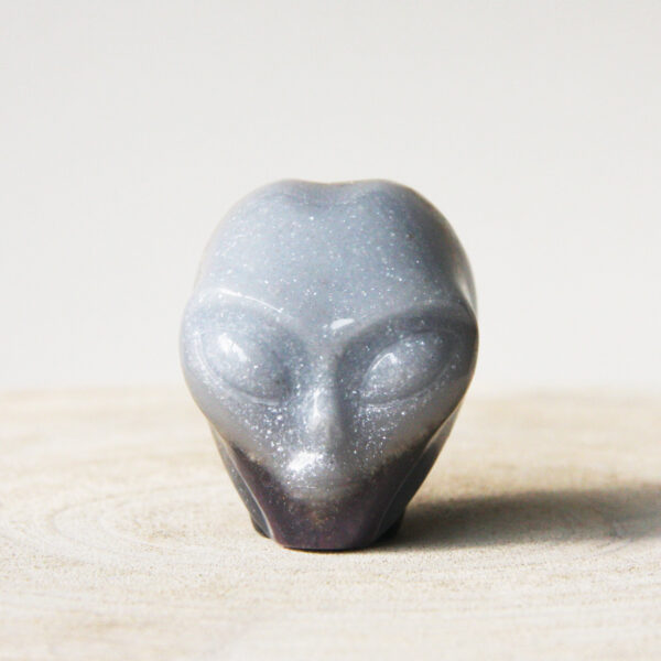 Orgonite Star-Being schedel met Amethist en Seleniet 1