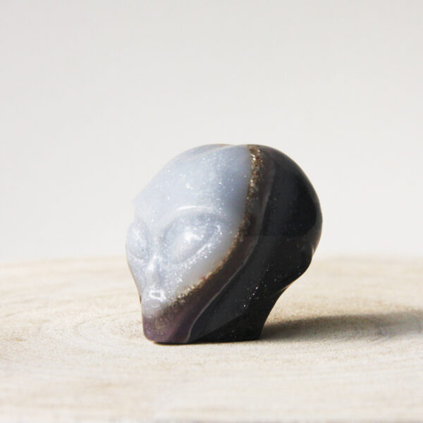 Orgonite Star-Being schedel met Amethist en Seleniet 1 - Afbeelding 2