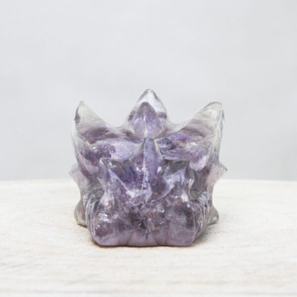 Orgonite drakenschedel met Amethist en Bergkristal 11 - Afbeelding 3