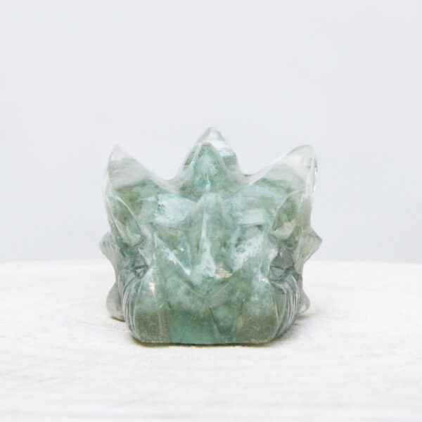 Orgonite drakenschedel met Aquamarijn en Bergkristal 15 - Afbeelding 3