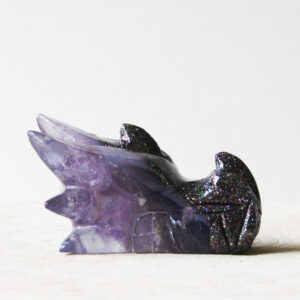 Orgonite drakenschedel met Amethist en Lepidoliet 33