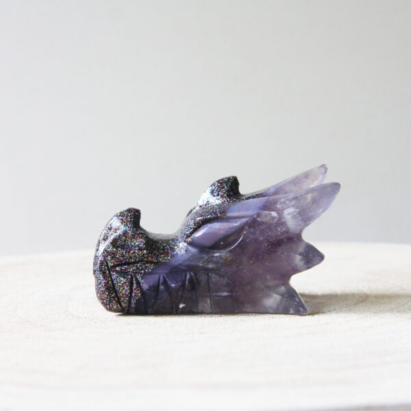 Orgonite drakenschedel met Amethist en Lepidoliet 33 - Afbeelding 5