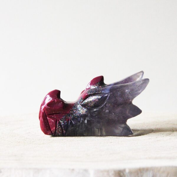 Orgonite drakenschedel met Amethist en Lepidoliet 50 - Afbeelding 5